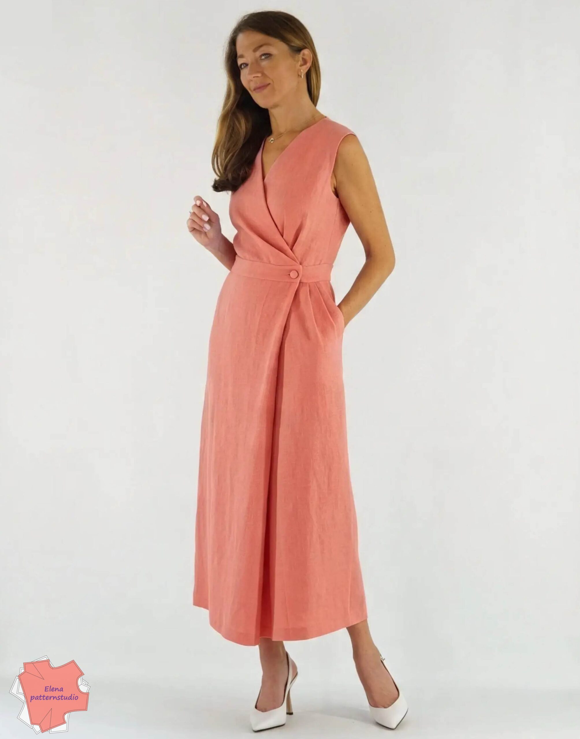 Dress fiesta coral linen-01