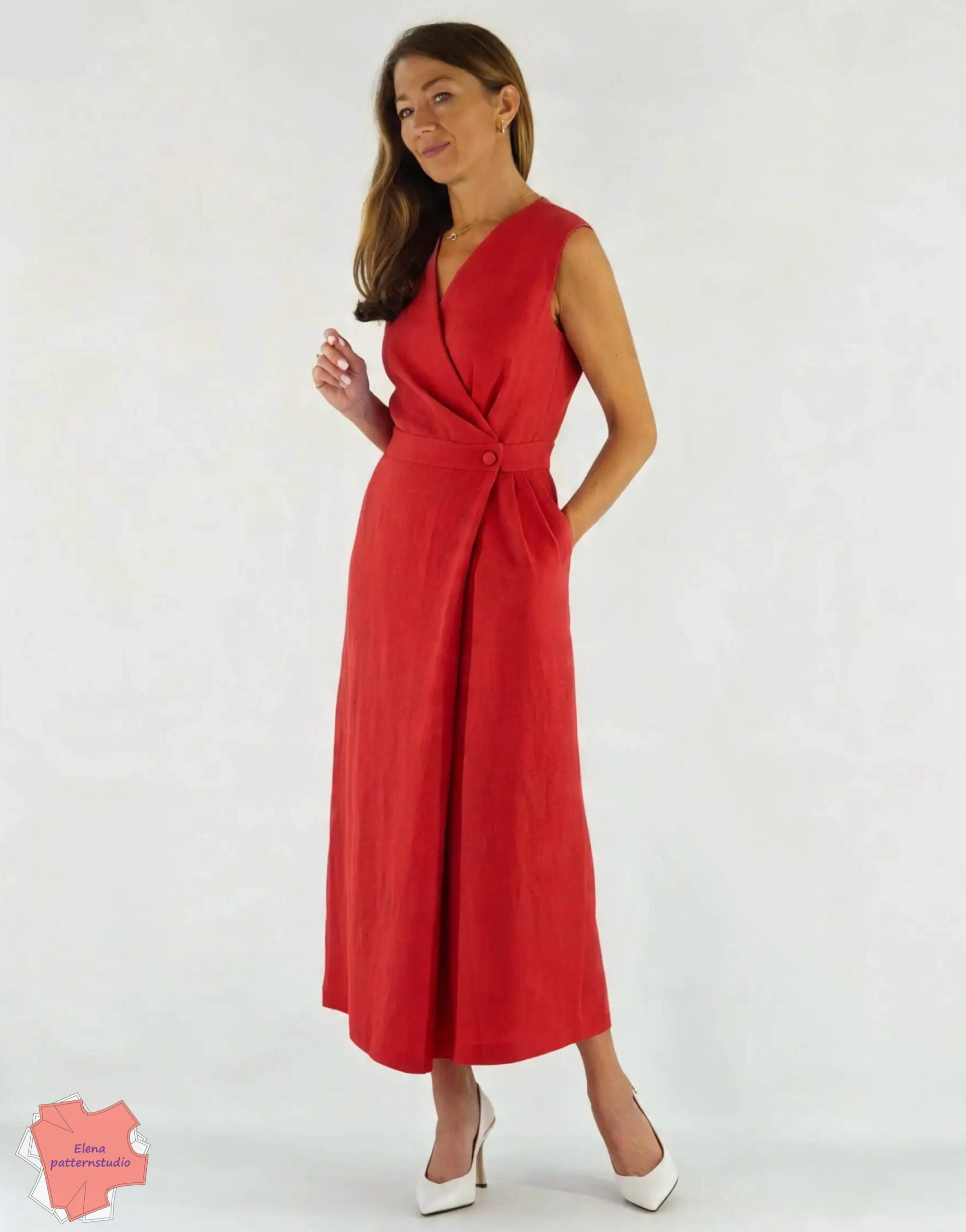 Dress fiesta red linen-01